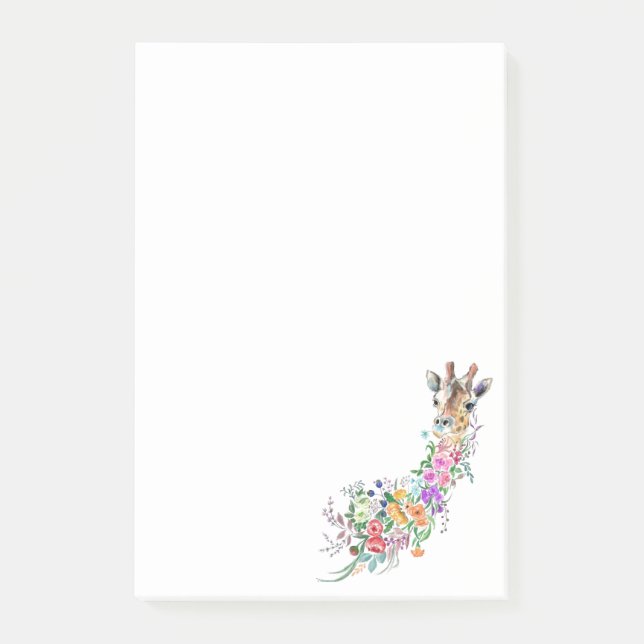 Blumen-Giraffen-Post-it®-Notizen Post-it Klebezettel (Vorderseite)