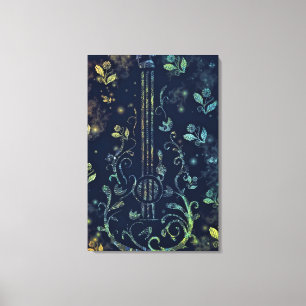 Blumen Gitarre Kunst Leinwanddruck - Malerei