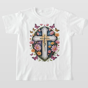 Blumen Glaubenskreuz T-Shirt