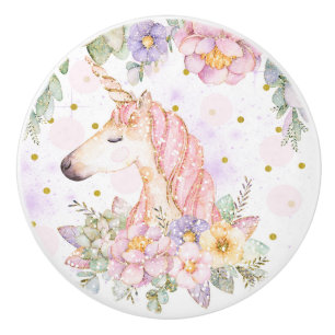 Blumen Glitter Einhorn Magischer Glanz Fantasy Keramikknauf