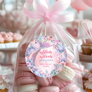 Blumen Glitter Meerjungfrauenschwanz 7. Geburtstag Runder Aufkleber