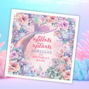 Blumen Glitter Meerjungfrauenschwanz 8. Geburtstag Serviette