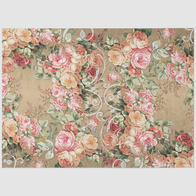 Blumen Gold Barock Elegante Rose Pinakothek Züst Seidenpapier (Vorderseite)