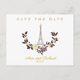 Blumen Gold Parisian Wedding Design Ankündigungspostkarte