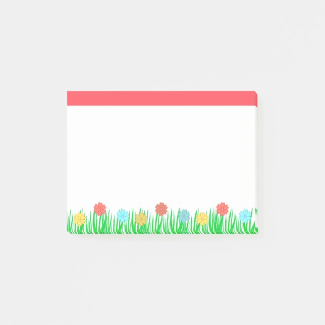 Blumen & Gras Post-it Klebezettel (Vorderseite)
