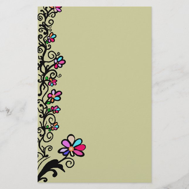 Blumen-Grenze Briefpapier (Vorderseite)