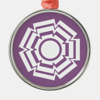 Blumen Groove Premium Runder Ornament, Lila Silbernes Ornament
