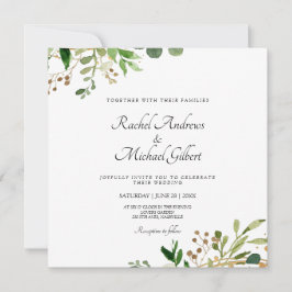 Blumen Grün Gold Einladung