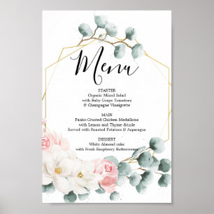 Blumen-Grün-Menü- oder Bar-Menü-Schild Poster