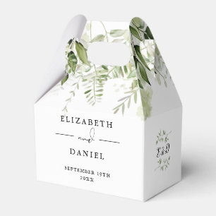 Blumen Grün Schrift Monogramm Hochzeit Geschenkschachtel