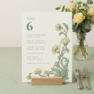 Blumen Grün Vintage Stil Tisch Sitzordnung Einladung