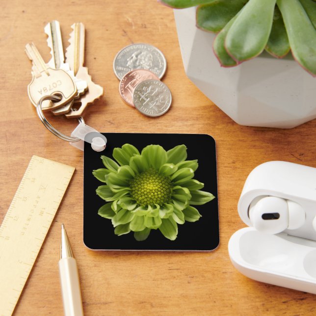 Blumen | Grünes Chrysanthemum Schlüsselanhänger (Schreibtisch)