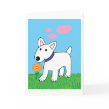 Blumen-Gruß-Karte des Cartoon-Stier-Terrier-Hundw