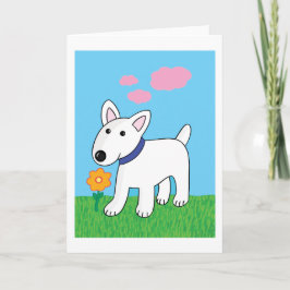 Blumen-Gruß-Karte des Cartoon-Stier-Terrier-Hundw Karte