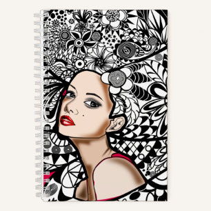 Blumen Haar Lady Notizbuch