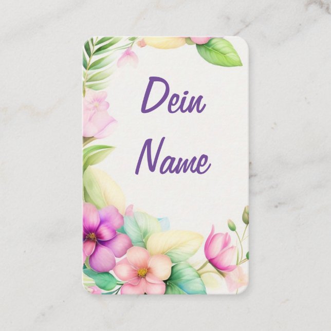 Blumen Halbkranz Aquarellzeichnung Visitenkarte (Vorderseite)