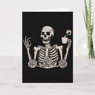 Blumen-Halloween-Frauen-Männer-Lustiges-Skelett-Tr Karte