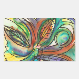 Blumen-Handbemalte abstrakte Aquarell-Kunst Rechteckiger Aufkleber
