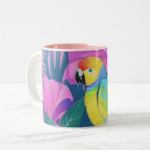 Blumen-/Hawaii-/Tropen-/Papagei  Zweifarbige Tasse