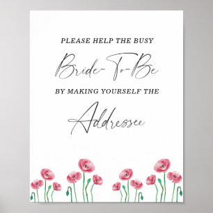 Blumen helfen dem vielbeschäftigten Braut-Adresse- Poster
