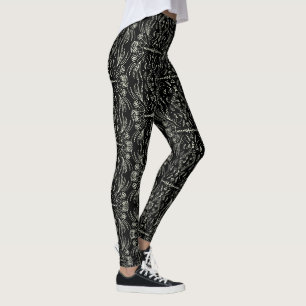 Blumen-Henna-Mandala-Schwarz-Muster-Leggings Leggings