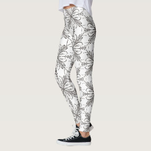 Blumen-Henna-Mandala-Schwarz-Weiß-Leggings Leggings