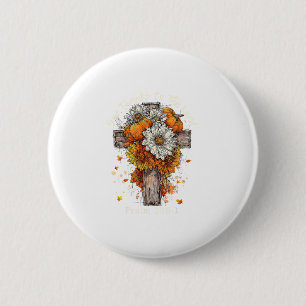 Blumen Herbst Herbst Kürbis Christlich Dank sagen  Button