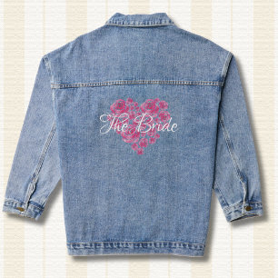 Blumen-Herz-Denimjacke Jeansjacke