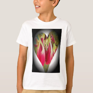 Blumen-Herz-Kunst-Druck T-Shirt