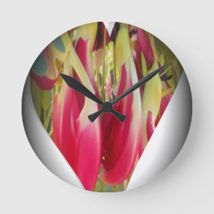 Blumen-Herz-Kunstposter Runde Wanduhr