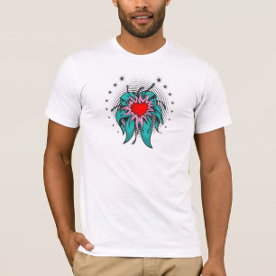 Blumen-Herz-Tätowierungsdesign T-Shirt