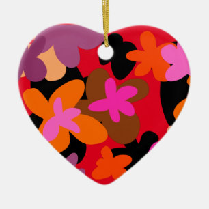 Blumen-Herz-Weihnachtsschmuck Keramik Ornament