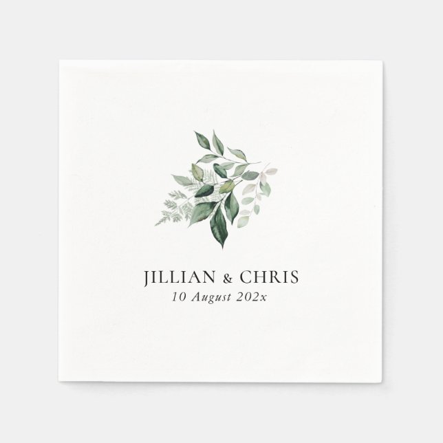 Blumen-Hochzeit im Aquarell Serviette (Vorderseite)