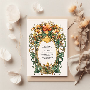 Blumen Hochzeit im Stil des Art Nouveau Einladung
