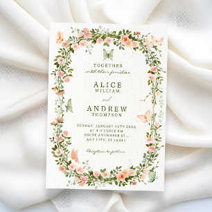 Blumen Hochzeit Schmetterlinge Einladung