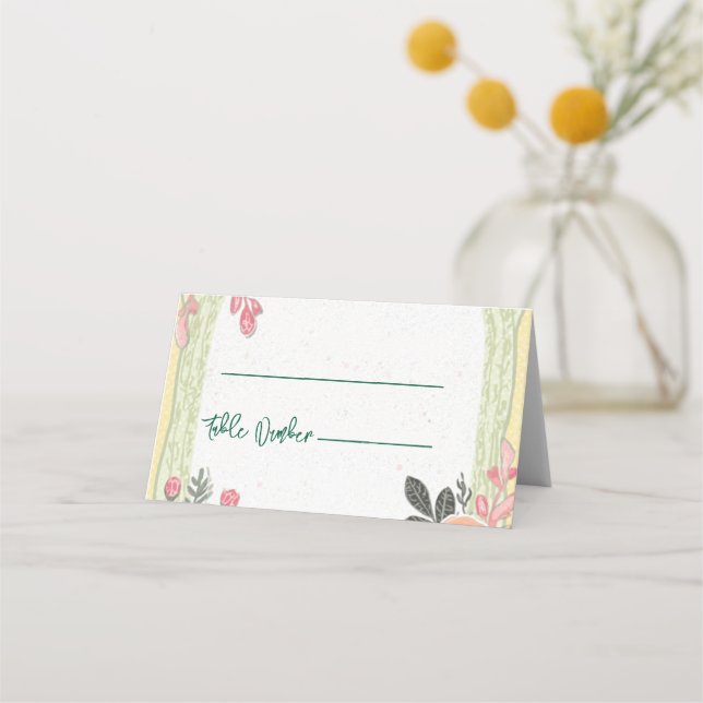 Blumen-Hochzeitsplatzkarten Platzkarte (Vorderseite)