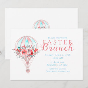 Blumen-Hot-Air-Ballon-Oster-Brunch-Frühlings-Party Einladung