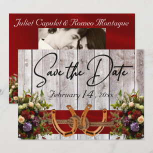 Blumen & Hufeisen Rotes Band Hochzeit Save The Date