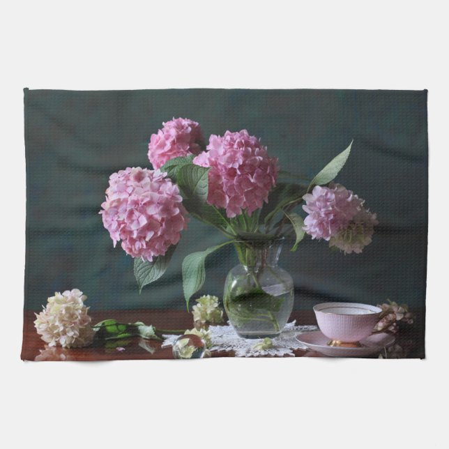 Blumen | Hydrangeas in Vase Geschirrtuch (Horizontal)