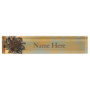 Blumen-Illustration Namensplakette