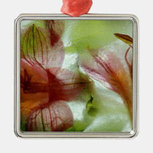 Blumen im Eis Silbernes Ornament