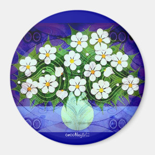 Blumen im grünen Vase am Mitternachtsmagneten Magnet