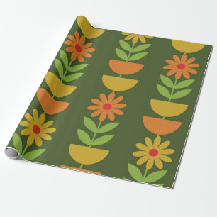 Blumen im Mid-Mod-Stil mit geometrischen Halbkreis Geschenkpapier