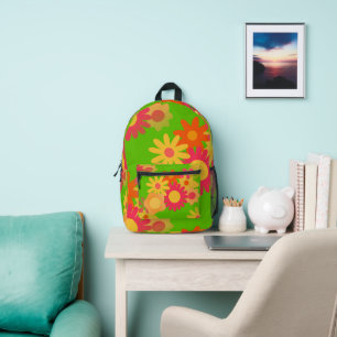 Blumen im modischen Stil der 1960er Jahre Bedruckter Rucksack