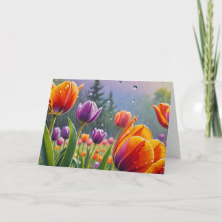 Blumen im Regen Dankeskarte