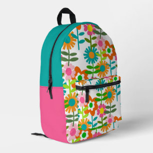 Blumen im Stil der 1960er Jahre Bedruckter Rucksack
