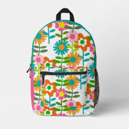 Blumen im Stil der 1960er Jahre Bedruckter Rucksack