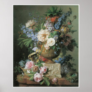 Blumen in einem Alabaster-Vase mit dem Nest 1783 Poster