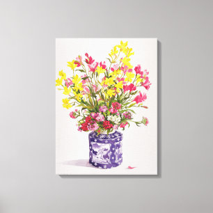 Blumen in einem chinesischen Glas Leinwanddruck