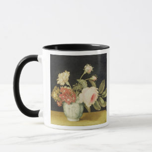 Blumen in einem Delft-Glas (Öl auf Platte) Tasse